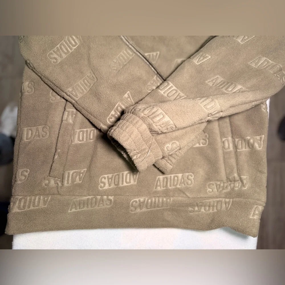 Adidas Men's Zip-Up Beige Sweater - Picture 2 of 5